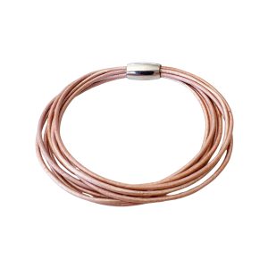 Salmon Pink Leather Bangle