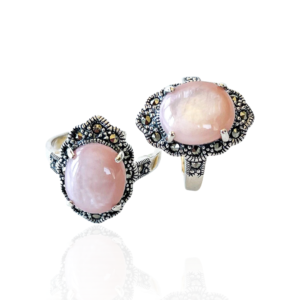 Marcasite Pink Mother Of Pearl Ring