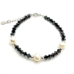 Silver Night Swarovski Crystal & Pearl Bracelet