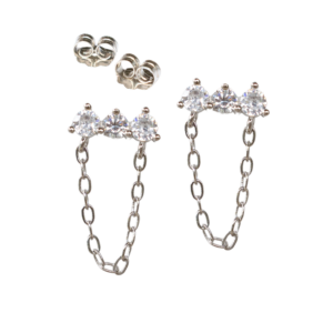 CZ Chain Bar Stud