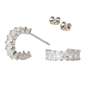 Small Baguette Hoop Stud