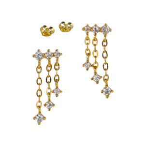 CZ Dangling Chain Stud