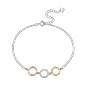 3 Tone CZ Circle Bracelet
