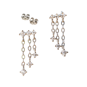 CZ Chain Stud Earrings