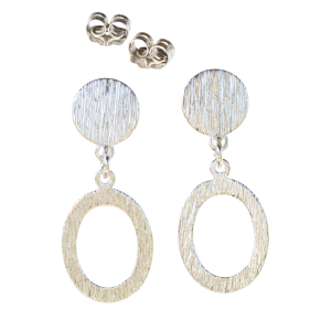 Coin & Oval Stud Earrings