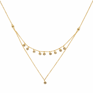 12 CZ Double Chain Necklace