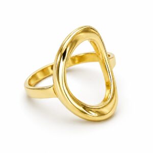 A gold ring featuring a large open circle cut out