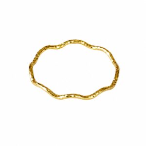A thin gold ring featuring an uneven wavy shape.