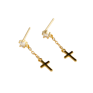 CZ Dangling Cross Studs