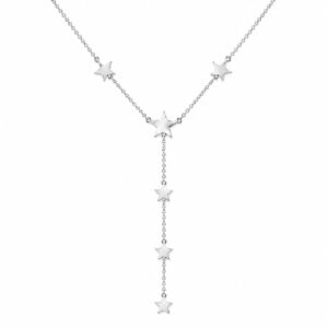 Silver Six Star Y-Necklace