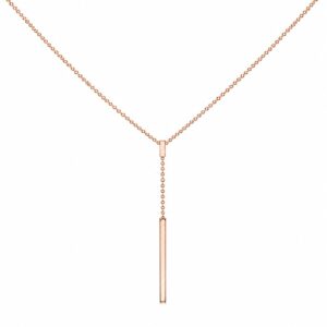rose gold necklace featuring a simple vertical drop chain.