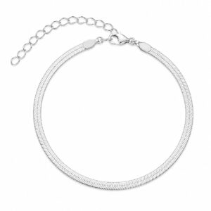 silver herringbone chain bracelet featuring an adjustable clasp.