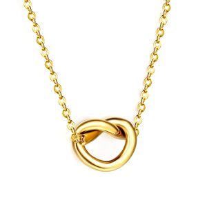 gold chain necklace featuring a knot pendant