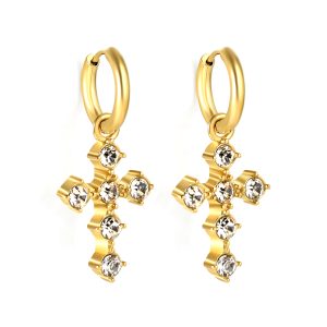 CZ Cross Sleeper Earrings