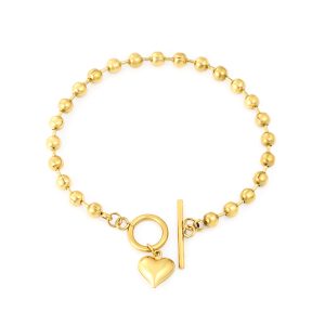 5mm Ball Chain & Heart Bracelet
