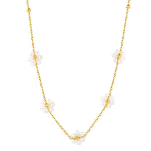 5 Pearl Flower Ball Chain Necklace