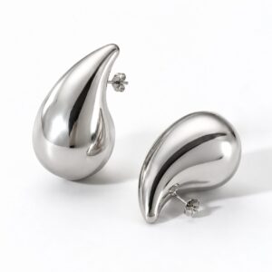 Silver Medium Waterdrop Stud Earrings