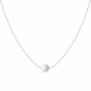 silver chain necklace with a freshwater pearl in the centre
