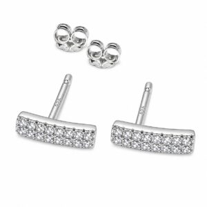 Silver pair of bar studs with tiny clear stones