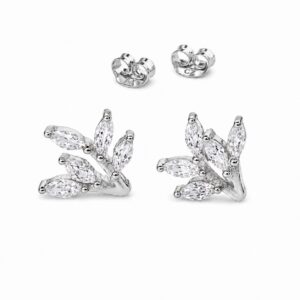 silver stud earrings featuring a delicate branch design