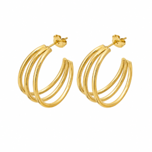 Modern Multi Row Half-Hoop Stud Earrings