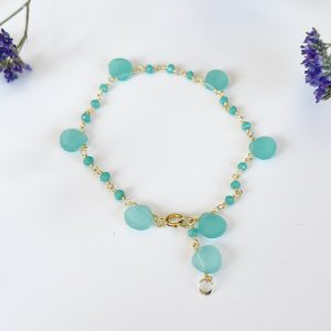 Green Aqua Chalcedony Gemstone Bracelet
