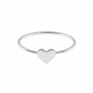 A thin silver ring featuring a solid heart shape.