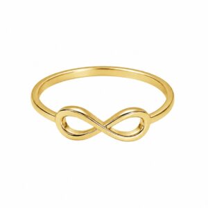 A gold ring featuring an infinity shape.