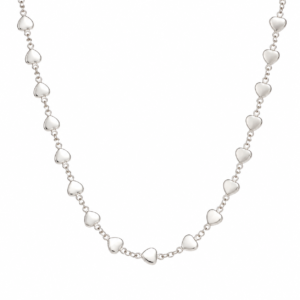 Small Brushed Hearts Chain Necklace