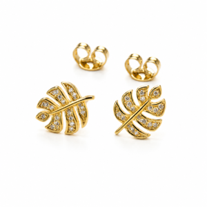 CZ Gold Leaf Studs