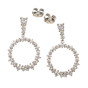CZ Bridal Circle Stud Earrings
