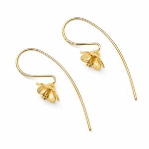 Gold blossom threader earrings with small flower drops