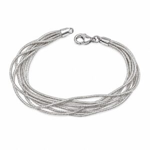Silver multi-strand soft snake chain bracelet with lobster clasp