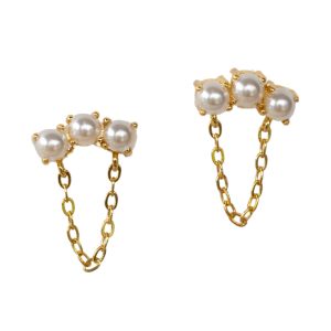 Shell Pearl Chain Bar Studs