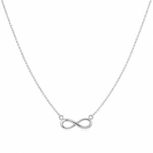 silver chain necklace featuring an infinity symbol pendant.