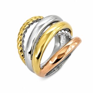 3 Tone Detailed Band Ring