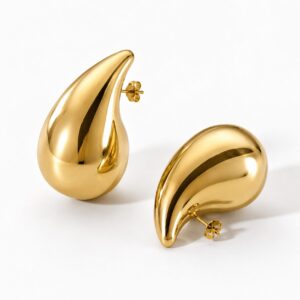 Gold Medium Waterdrop Stud Earrings