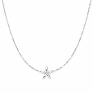 silver chain necklace featuring a 5 petal flower necklace