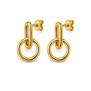 Paperclip and Circle Stud Earrings