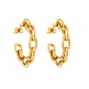 Half-Hoop Chain Stud Earrings