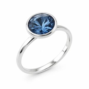 Silver Denim Blue Swarovski Crystal Ring