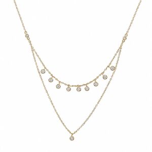 12 CZ Double Chain Necklace