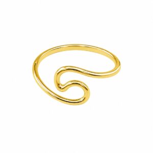 A gold ring featuring a wave shape.