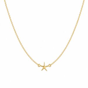 gold chain necklace featuring a small, centred star pendant.