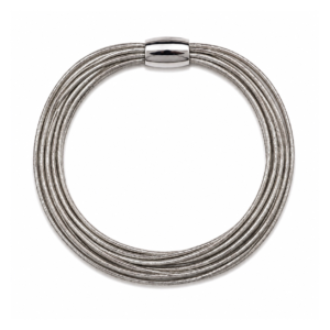 Silver-Grey Leather Bangle