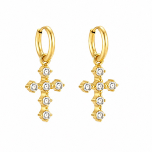 CZ Cross Sleeper Earrings