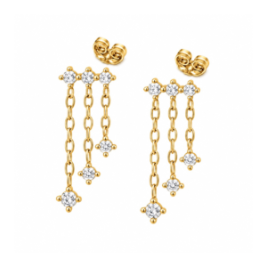 CZ Dangling Chain Stud Earrings