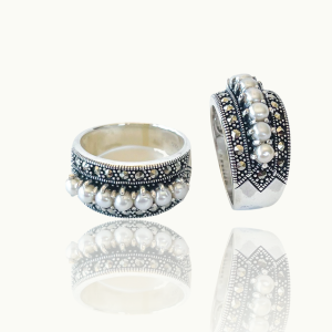 Marcasite Freshwater Pearl  Ring