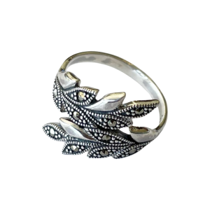 Fold Over Marcasite Leaf Ring
