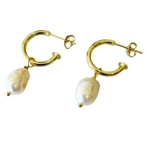 Freshwater Pearl C-shape Stud Earrings